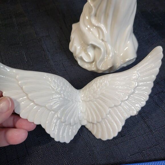 FLAWED White Porcelain Flute Playing Angel Figurine 8" - Picture 8 of 10